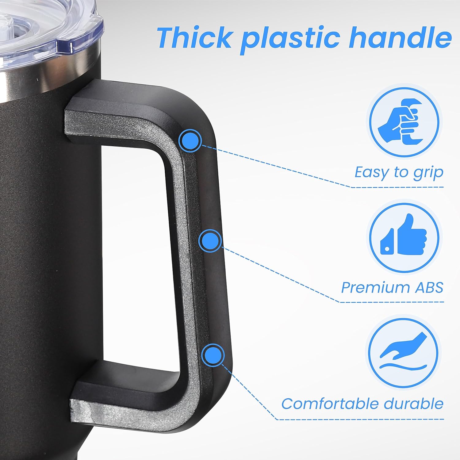 DOMICARE 40 oz Tumbler with Handle and Straw, Stainless Steel Tumbler with Lid and Straw, Reusable Vacuum Insulated Cup, Travel Coffee Mug, Black, 4Pack