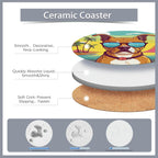 Drink Coasters Set of 6 with Holder,Cute Dachshund Husky Dog Absorbent Ceramic Coasters with Cork Base,Fit All Cups,Tabletop Protection Mat for Mugs and Cups,Office,Kitchen