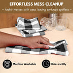 Native Fab 6-Pack Kitchen Towel with Hanging Loop 16x26 inches, Cotton Buffalo Check Kitchen Towels for Cleaning Drying, Washcloths Soft & Absorbent Cloth Rags, Bar Towel, Dish Cloth, Black