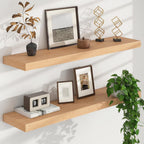 Floating Shelves for Wall, USA-Sourced Oak Wood 36 Inch Long Wall Shelves Set of 2, Natural Wooden Wall Mounted Picture Ledge Shelf, Nursery Book Storage Shelf Kids Bookshelf, Display Shelf