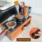 NMWearthmone Espresso Tamping Station,Solid Wood Espresso Accessories Organizer,Multi-Functional Coffee Accessories Tamper Station,Espresso Station Fit For Standard Portafilter (Upgraded Red, 51-58mm)