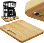 Bamboo Appliance Slider, Sliding Tray for Coffee Maker, Kitchen Countertop Appliance Rolling Tray, Coffee Pot Slider Tray with Rubber Wheels, Wide - Large (16"D x 13"W)