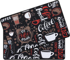 SHACOS Coffee Bar Mats 2-pack, 12x19 Inch Absorbent Non-Slip Rubber, Waterproof & Heat Resistant, Black