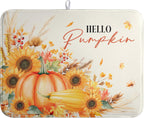Fall Pumpkin Dish Drying Mat Autumn Maple Leaves Harvest Large Kitchen Mats Dish Drying Pad Absorbent Dish Dryer Mat for Kitchen Countertops Microfiber Drainer Pad Dish Drying Mats (18x24 in)