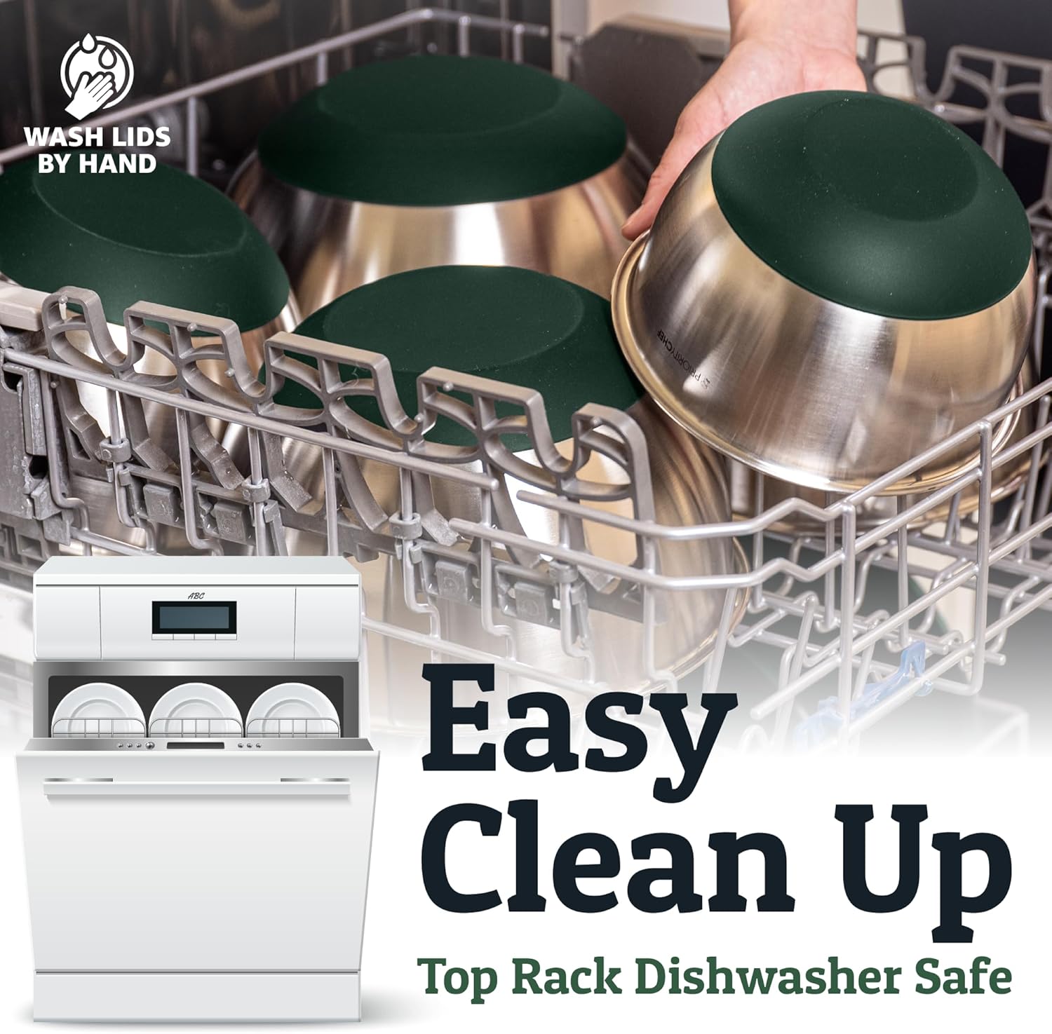 Priority Chef Stainless Steel Mixing Bowls with Lids Set, 3 Grater Attachments, Airtight Lids, Non-Slip Silicone Base Mixing Bowl Set, Large Prep Metal Mixing Bowls for Kitchen, Green