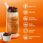 J WAY Instant Thai Milk Tea Kit with Authentic Brown Sugar Tapioca Boba, Ready in Under One Minute, Paper Straws Included - 3 Servings