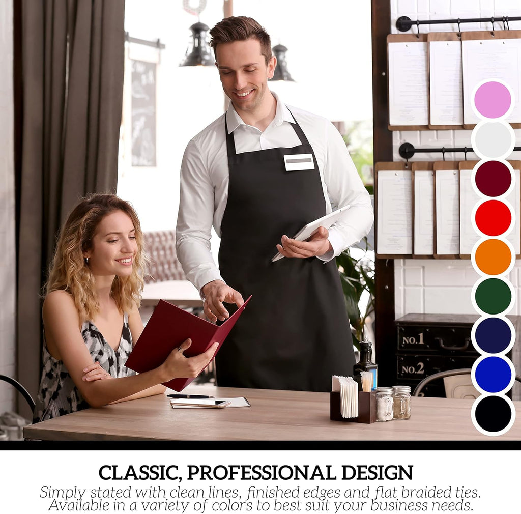 GREEN LIFESTYLE 2 Pack Chef Apron with Pockets – Grilling Aprons for Men, Waterproof Cooking Apron for BBQ, Work or Restaurant Use, Kitchen Aprons for Women with Pockets – Pink