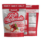 Giant Sports Keto Cheesecake Shake Mix - Delicious Low Carb, Ketogenic Diet Gluten Free Powder Mix - Works Great with Almond Milk - Strawberry (20 Serving Bag)