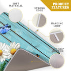 Spring Summer Daisy Flowers Dish Drying Mat for Kitchen Counter 18”x24” Rustic Daisy Absorbent Dish Drying Mat Reversible Microfiber Dish Drainer Rack Fast Drying Mat for Countertops Tableware Decor