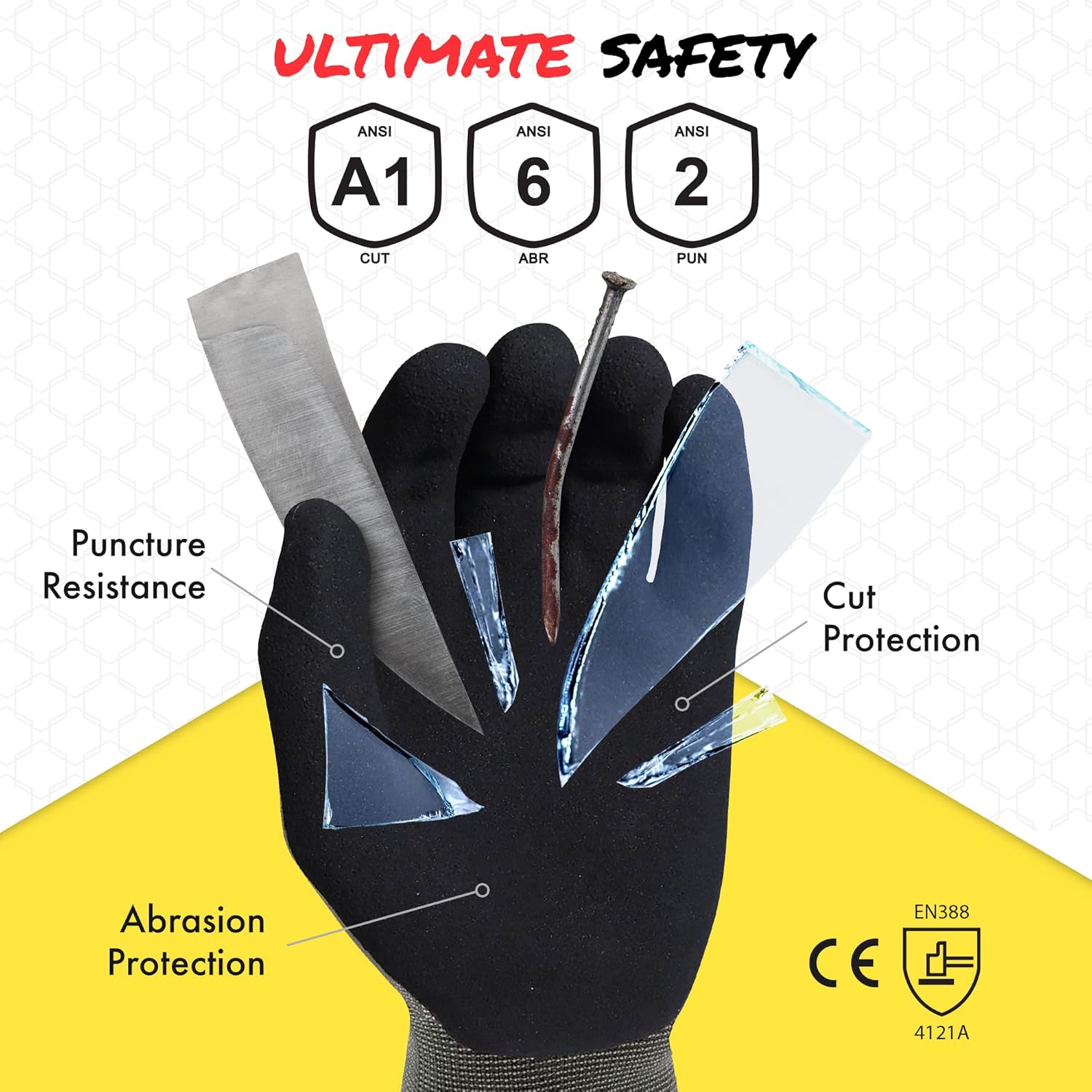 Quest Protective Apparel Cut Resistant Gloves - Puncture Resistant Cutting Gloves Work - Constructed with Graphene Technology