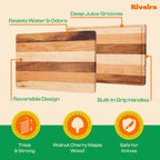 Riveira Walnut/Cherry/Maple Wood Cutting Board – Gourmet Grandeur: 18 x 12 Wooden Cutting Board – Natural Wooden Cutting Boards For Kitchen Decorative – Innovative Juice Grooves Wooden Chopping Board