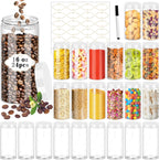 24 Pcs Plastic Jars, 16 OZ Plastic Jars with White Lids Clear Airtight Slime Containers Refillable Round Empty Storage Containers Jar for Kitchen & Household Dry Food Storage