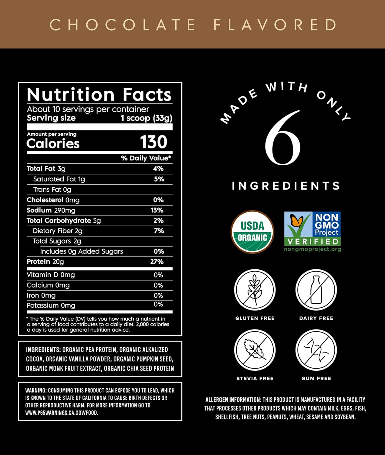 Truvani Vegan Pea Protein Powder | Chocolate | 20g Organic Plant Based Protein | 10 Servings | Keto | Gluten & Dairy Free | Low Carb | No Added Sugar