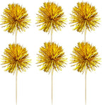 Gyufise 30Pcs Foil Firework Cupcake Toppers Sparkle Tinsel Cake Toppers Tinsel Drink Cake Decoration Cocktail Picks for Birthday Wedding Graduation Party Supplies Dark Gold