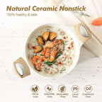 SENSARTE Ceramic Nonstick Stock Pot with Lid, 2.6/4.5/6.6 QT Soup Pot Casserole Pot, Non-toxic Healthy Pasta Pot, Large Cooking Pot Stew Pot, Induction Compatible, PFOA PFAS PTFE Free, White