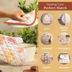 Maison d' Hermine Pot Holders Set 100% Cotton Heat Resistant Potholders 8" x 8" Hot Pads with Loop BBQ, Cooking, Baking, Grilling, Kitchen, Handling Hot Pans (Pack of 2, Colors of Autumn)