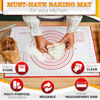 15.7x23.4 Pizza Mats for Rolling Dough - Stain-Proof Large Silicone Baking Mat with Measurements, Non-Stick Baking Rolling Mat - Heat Resistant Kneading Dough Sheet for Bread, Pizza, Pasta & Pie