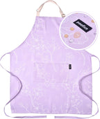 Premium Adjustable Cooking Aprons for Women with Pockets| Poly-Cotton Waterproof Kitchen Apron| Cute Floral Design, Long Ties
