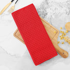 Homaxy Microfiber Waffle Weave Kitchen Towels, 16 x 28 Inch Ultra Absorbent and Solid Color Dish Towels, 8 Pack, Red
