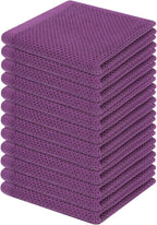 Homaxy 100% Cotton Waffle Weave Kitchen Dish Cloths, Ultra Soft Absorbent Quick Drying Dish Towels, 12 x 12 Inches, 12-Pack, Purple