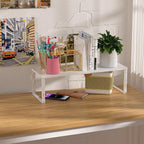 Heavy-Duty Adjustable Metal Shelf Organizer - Expandable & Stackable Pantry Storage Rack for Kitchen, Bathroom, RV, Cabinets(1 Pack/White, Medium)