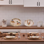 Bico Autumn Birds 16 plus 14 inch Oval Platters Set, Set of 2, Microwave and Dishwasher Safe, for Serving Fish, Chicken, Turkey