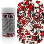 Dynastang Red & White & Black Sprinkles Mixed Style Edible Cake Decorations Cupcake Toppers Cookie Perfect for Cakes, Cupcakes, Desserts Toppings 3OZ