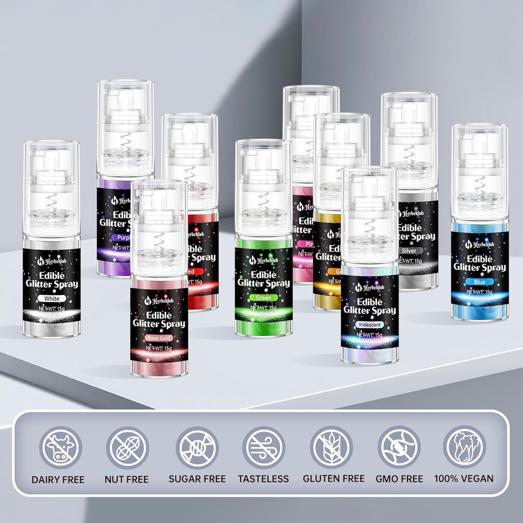 Silver Edible Glitter Spray - 15g Edible Silver Glitter for Cakes Food Grade Metallic Shimmer Powder Cake Spray for Cookie Decorating Chocolate Strawberry