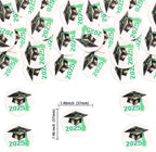 Gyufise 48Pcs Edible 2025 Graduation Theme Cupcake Toppers Wafer Paper Graduation Hat Graduate Cupcake Picks Green
