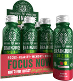 BrainJuice Energy & Focus Shot, Gluten Free Supplement, Healthy Drinks with Alpha GPC, Vitamin B & Organic Green Tea Extract Caffeine, Strawberry Lemonade, 2.5 fl oz, 12 Pack