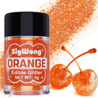 Orange Edible Glitter - 5g Food Grade Cake Decorating Shimmering Glitter, Edible Sprinkle Luster Dust for Drinks, Chocolates, Fondant, Strawberries, Cupcakes, Candy, Cookie - Vegan
