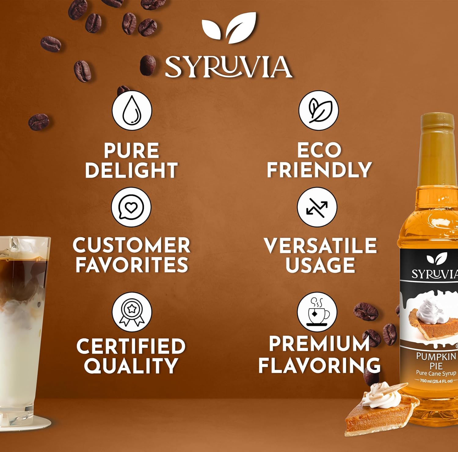 Syruvia Pumpkin Pie Coffee Syrup 25.4 Ounces