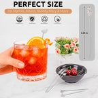 DEMIGO Fruit-Shaped Cocktail Picks, 8 Stainless Steel Reusable Skewers with Tropical Toppers - Olive Stuffers Martini Picks set Fruit Toothpicks Garnish Skewers Appetizer Drink Stick