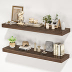 Floating Shelves for Wall, 36" W x 8" D x 1.5" H, Wooden Wall Mounted Display Shelves with Invisible Brackets for Living Room, Bedroom, Bathroom, Kitchen Decor and Storage, Set of 2, Walnut