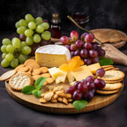 12" Premium Bamboo Round Tray - Natural Multipurpose Serving Platter for Grilling, BBQ, Tea, Coffee & Ottoman Decor