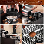 Espresso Accessories Kit 51mm, Coffee Tamper with Spring Loaded Calibration, 316 Stainless WDT Tool with Magnetic Stand and Dosing Funnel Set Fits Espresso Machine Press and 51mm Portafilters