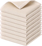 Kitinjoy 100% Cotton Kitchen Dish Cloths, 8 Pack Waffle Weave Ultra Soft Absorbent Dish Towels for Drying Dishes Quick Drying Kitchen Towels Dish Rags, 12 X 12Inch, Beige