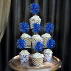 Ephlyn 30Pcs Foil Firework Cupcake Toppers Sparkles Fireworks Sticks Birthday Decorations Sparkle Tinsel Cocktail Fruit Toothpick for Birthday Wedding Graduation Party Cake Decorations Blue