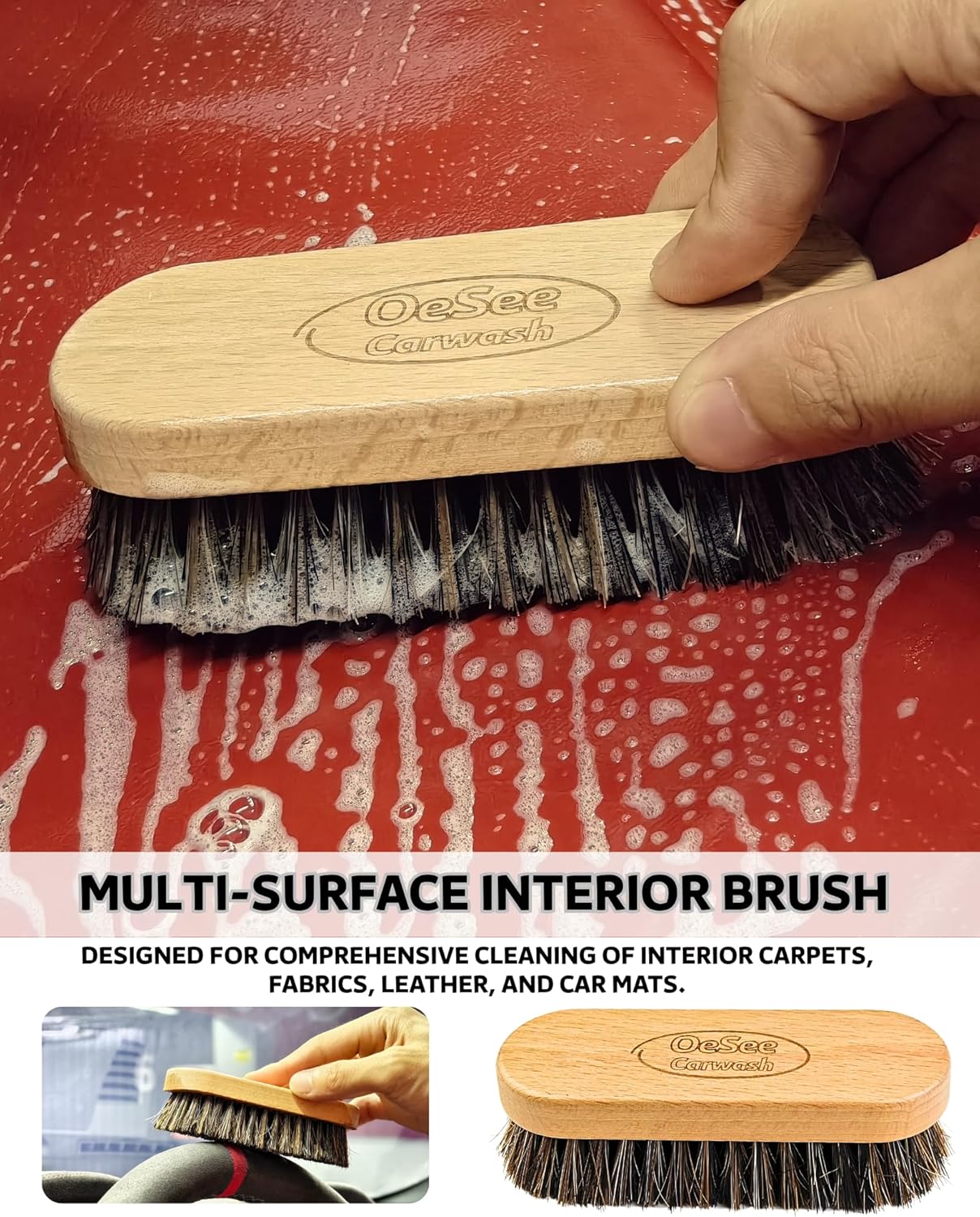 PRO Car Interior Cleaning Kit (9-Piece) - Deep Clean Tools for Leather, Dashboard & Upholstery | Boar Bristle Brush, Dual-Sided Scrub Sponge, Microfiber Towels, Polish Scrub Mitt, Detailing Brushes