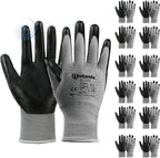 ANDANDA Smart Touch Work Gloves - 12 Pairs, 3D Comfort Stretch Fit, Nitrile Coated with Grip, Seamless Knit Nylon, Suitable for Warehousing, Logistics, Handling, Black (XL)