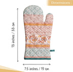 Maison d' Hermine Oven Gloves 100% Cotton Oven Mitt 7" x 13" with Loop Heat Resistant, BBQ, Cooking Gloves, Baking, Grilling, Kitchen, Handling Hot Pans (Pack of 1, Nila)