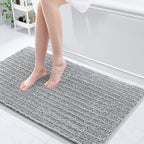 Arotive Luxury Chenille Bathroom Rug Mat, Extra Soft Thick Absorbent Shaggy Bath Rugs, Non-Slip Machine Wash Dry, Plush Bath Mats for Bathroom, Shower and Tub, 44x24, Light Grey