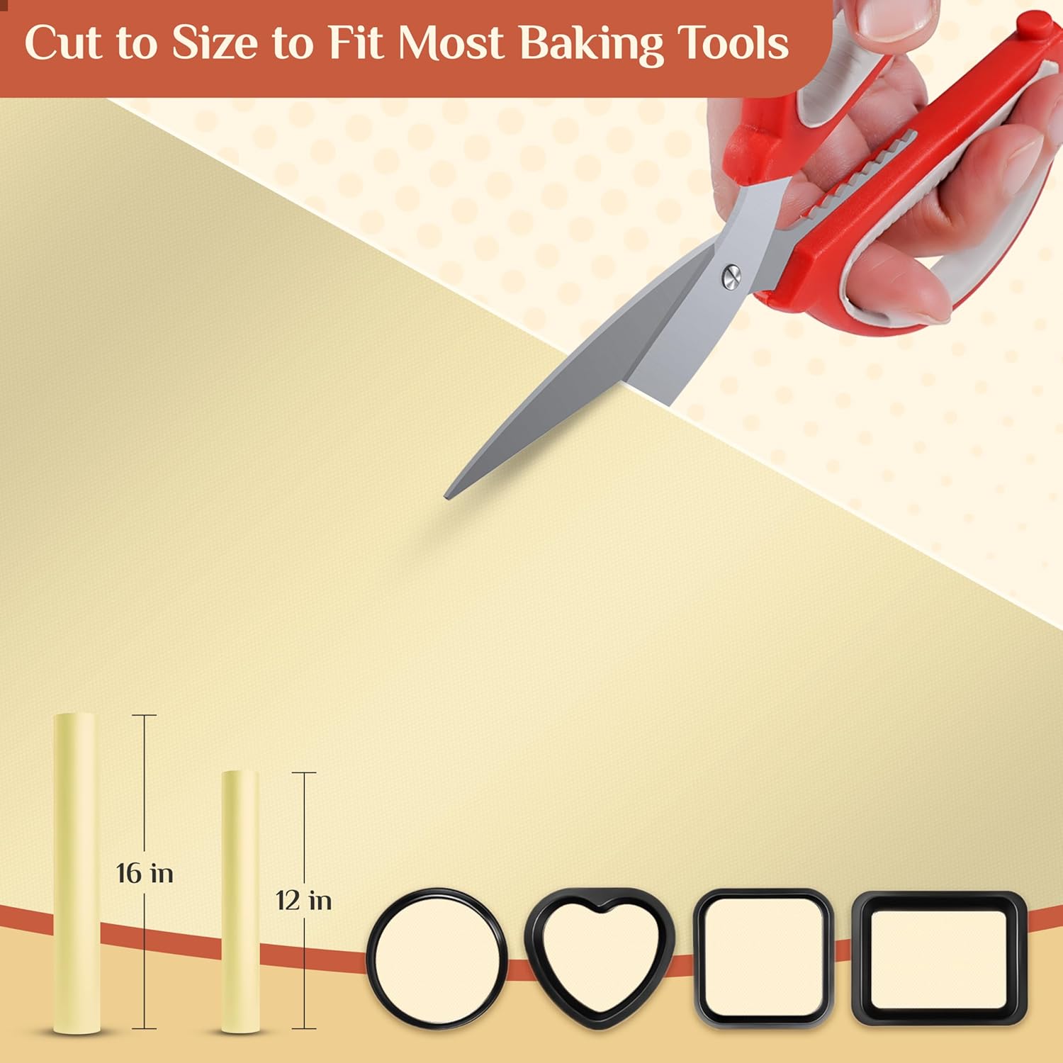 Silicone Baking Mat, 12 IN x 6 FT Free Cutting Baking Sheet,Non-Stick Reusable Dough & Pastry Mat,Non-Slip Silicone Mat Roll for Air Fryer Liner,Freeze Dryer,Oven Baking Pan,Kitchen Counter