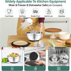 TeamFar Mixing Bowls, 5PCS Stainless Steel Serving Salad Bowls with Lids, For Kitchen Mixing/Baking/Storing/Prepping, Visible & Airtight, Non-Slip Bottom - 4.6/3.5/1.5/1 / 0.7 QT, Black