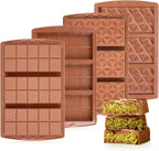 4 Pcs Chocolate Bar Mold Deep Dubai 0.85 Inch Stuffed Chocolate Molds Silicone Large Break Apart Silicone Molds (10 Snap + Pyramid)
