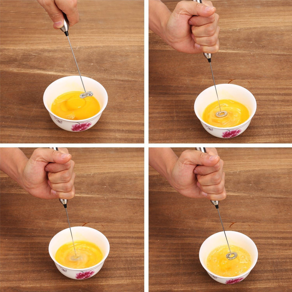 Milk Frother Handheld Electric Milk Foamer Portable Mini Mixer Machine Stainless Steel Touch Handheld Espresso Mixer Battery Operated Frother Coffee Stirrer Maker for Hot Chocolate Coffee