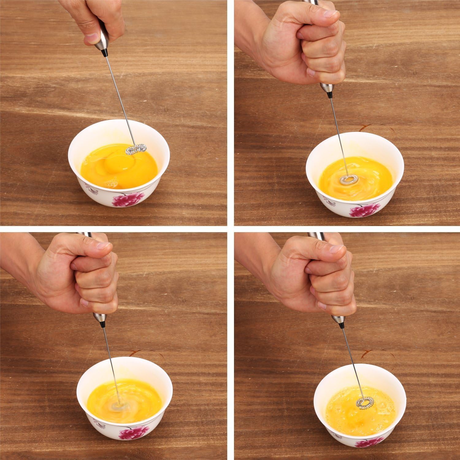 Milk Frother Handheld Electric Milk Foamer Portable Mini Mixer Machine Stainless Steel Touch Handheld Espresso Mixer Battery Operated Frother Coffee Stirrer Maker for Hot Chocolate Coffee