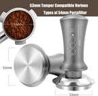 K COOL Espresso Tamper, Coffee Tamper, Premium Barista Tools Tamper with Calibrated Spring 30lb, 100% Stainless Steel Flat Base Tamper with Scale Mark for Espresso Coffee Machine (53mm, Silver)