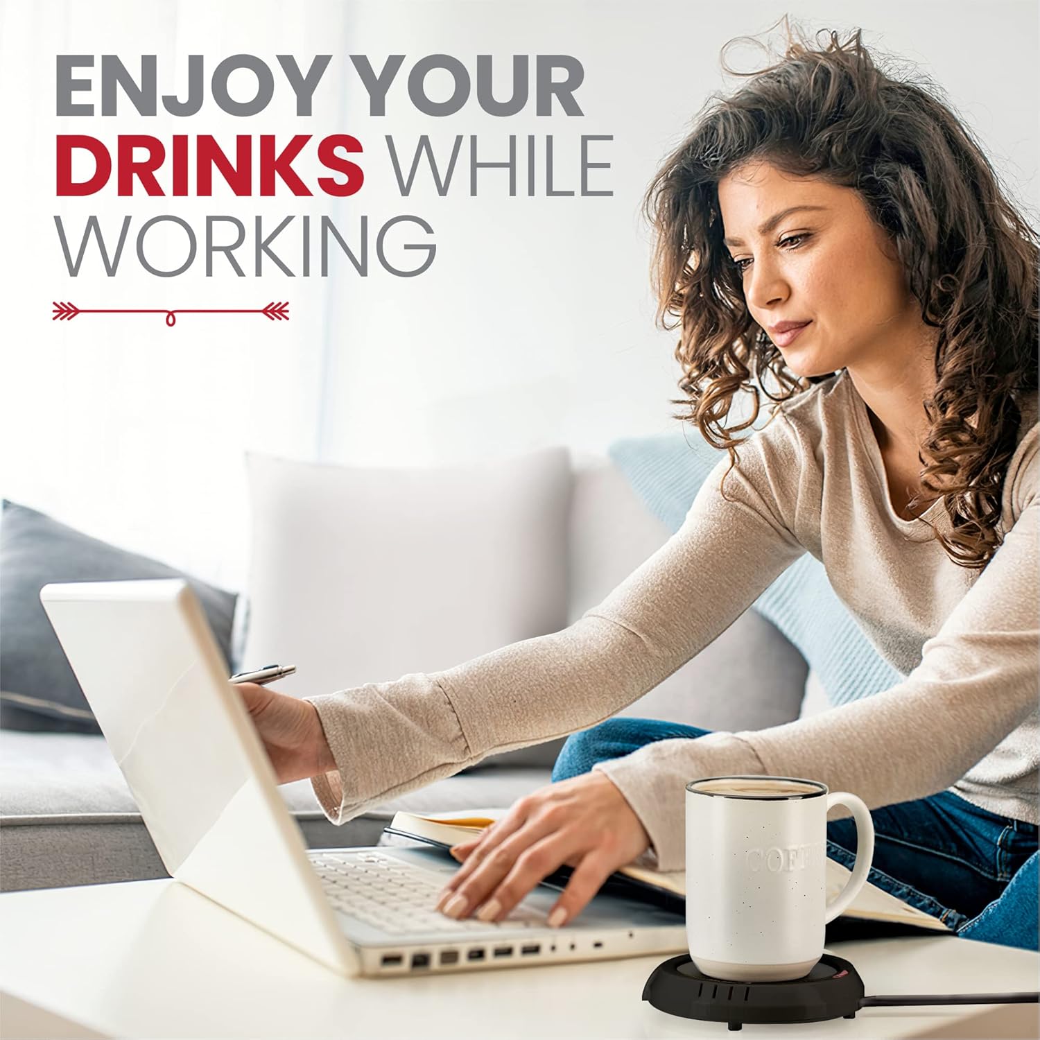 Candle Warmer Plate Safely Releases Scents Without a Flame- Used as Candle Jar Warmer, Candle Melter, Coffee Warmer, Mug Warmer, Cup Warmer in Your Home & Office (Black)