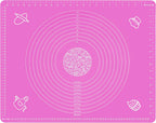 Silicone Baking Mat for Rolling Pastry Dough with Measurements, 25.6 x 17.7 BPA Free Non stick and Non Slip Pink Table Sheet Baking Supplies for Bake Pizza Cake